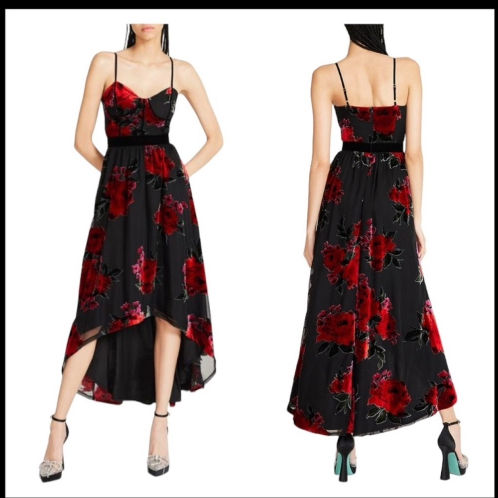 Betsey Johnson Black and Red High Low Sundress